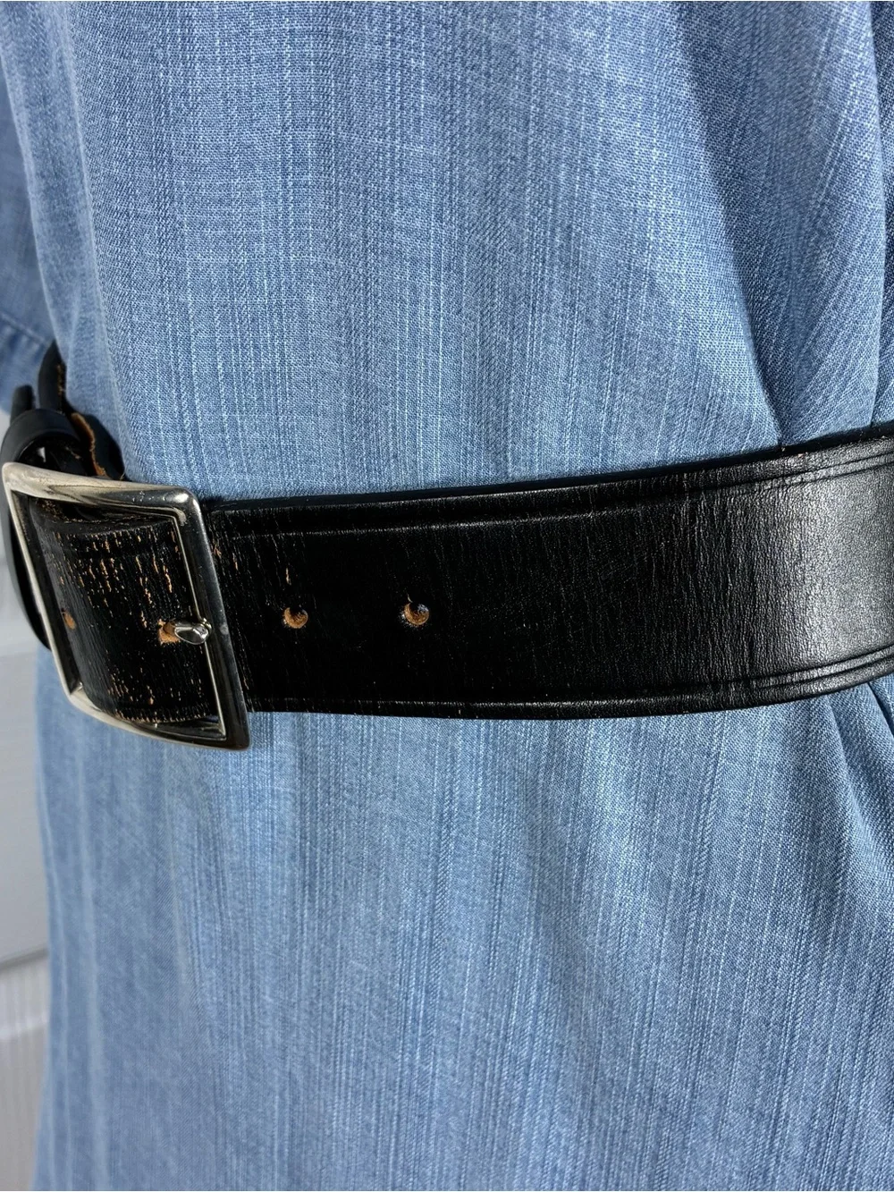 Vntg DeSantis leather belt heavy duty Sz 38 black